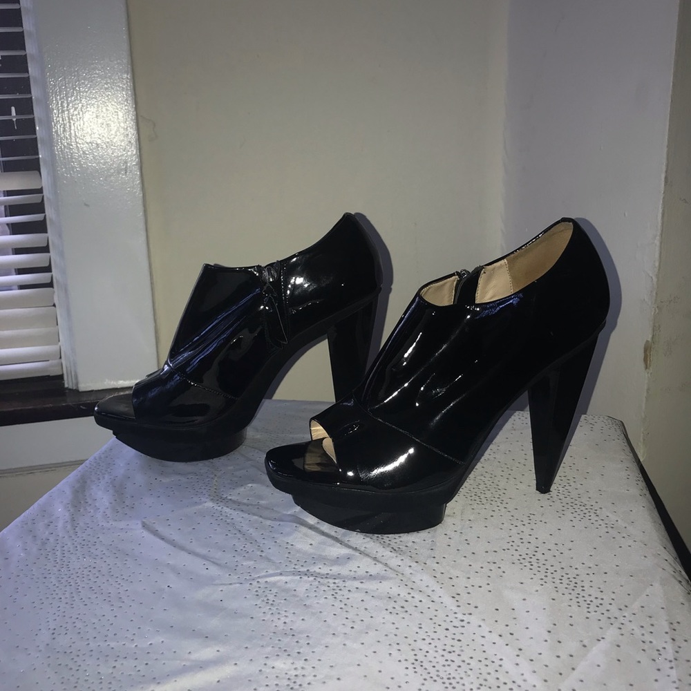Black Open Toe Platform Heels